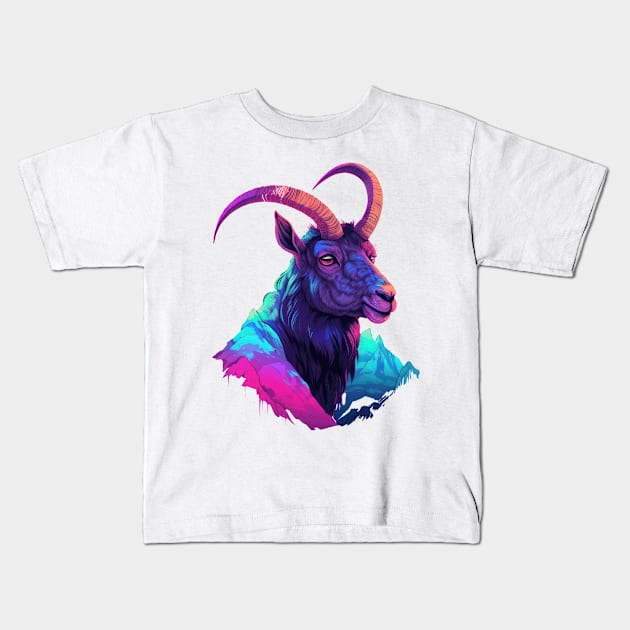 Living life on the edge, just like this mountain goat Kids T-Shirt by Pixel Poetry